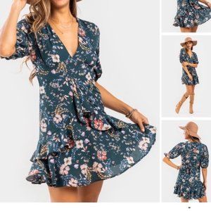 Rain Floral Ruffled Mini Dress